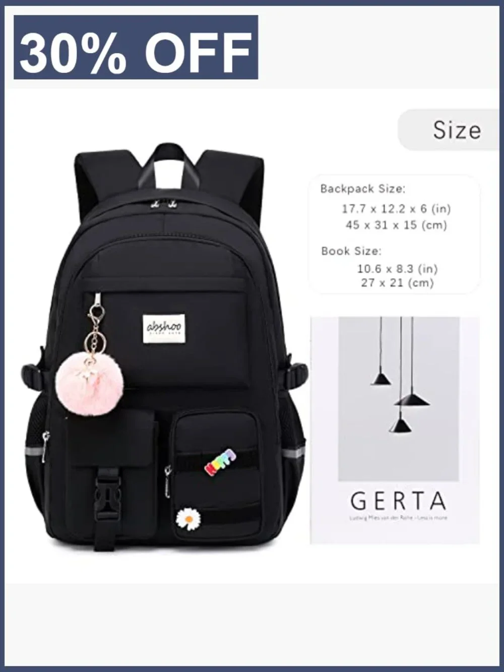 Large 15.6 Inch Laptop Backpack for College Girl Students Bookbag School Daypack